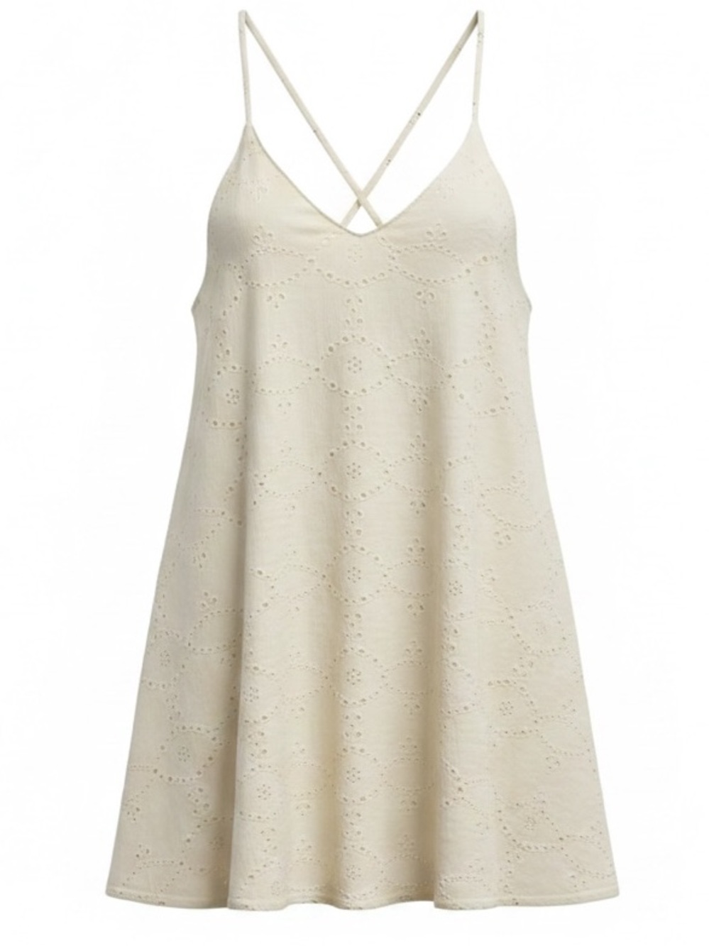 ASTR Eyelet Swing Mini  Sundress Ivory Size XS
